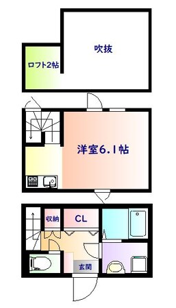 北仙台駅 徒歩5分 1-2階の物件間取画像